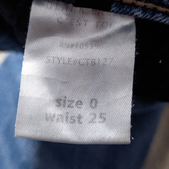 Black Label Skinny Jeans Distressed Blue Raw Hem Size 25 Y2K Grunge - Picture 7 of 10